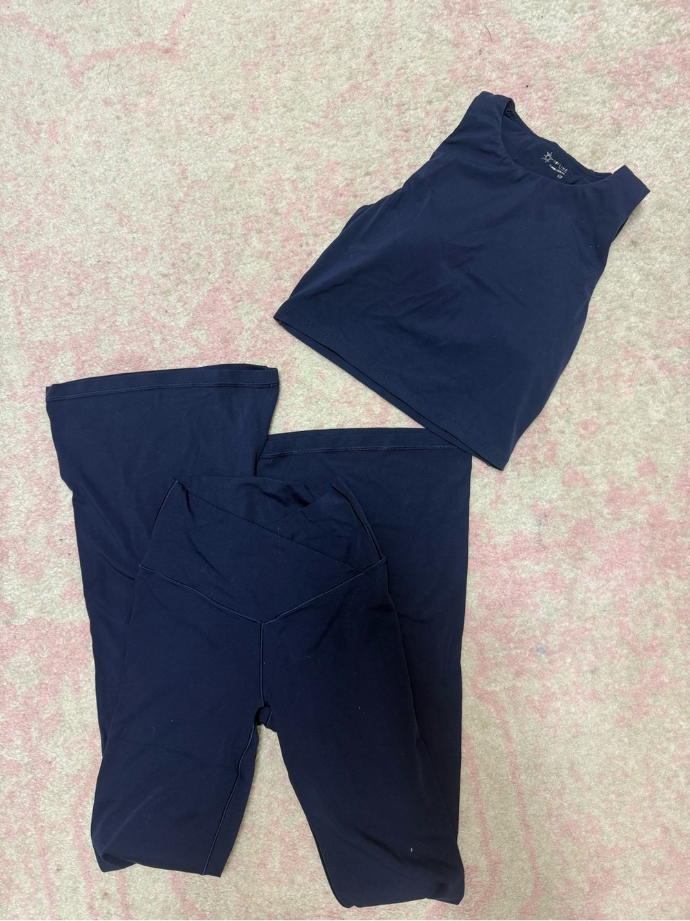 aerie Navy Blue Tank and High-Waist Leggings Set